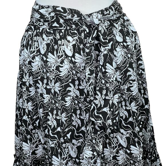 St. Roche Selma Women’s Organic Cotton Black & White 3-Tier Boho Maxi Skirt S… - Picture 2 of 16